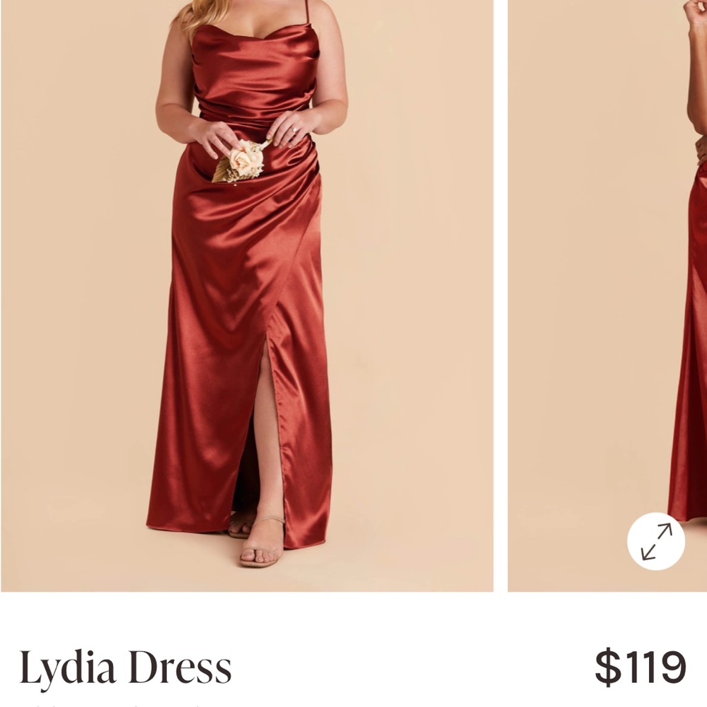 Lydia Satin Slip Dress in Rust
